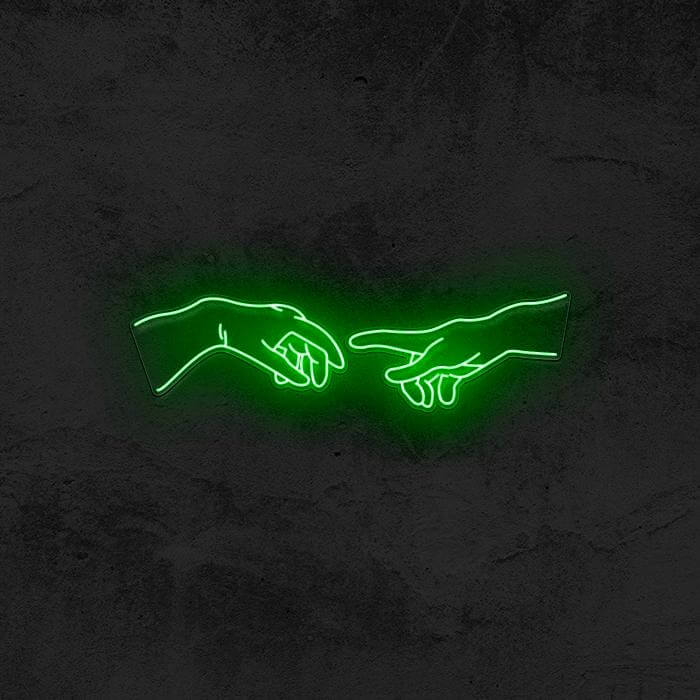 Reaching Hands - The Creation of Adam - Good Vibes Neon