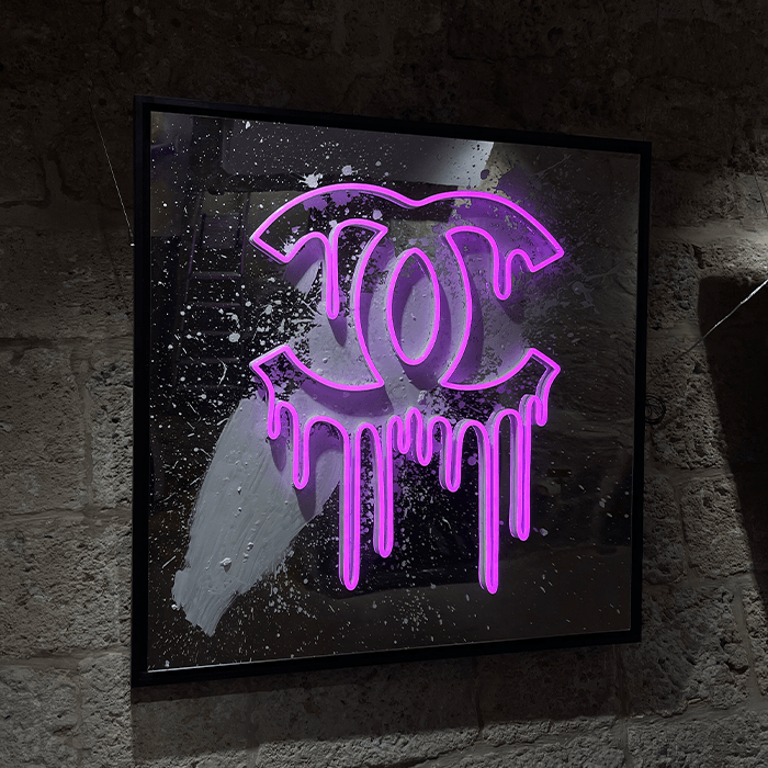 Pink Dripping Chanel on Silver Mirror