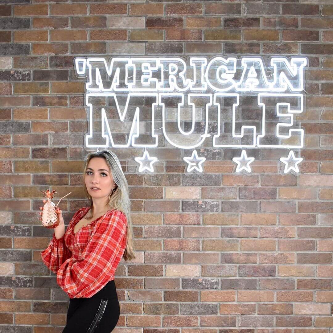 White 'merican mule neon sign