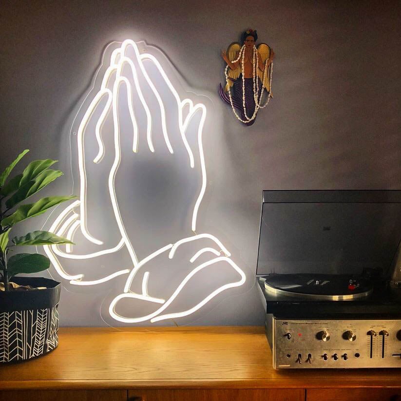 Praying Hands Neon Sign