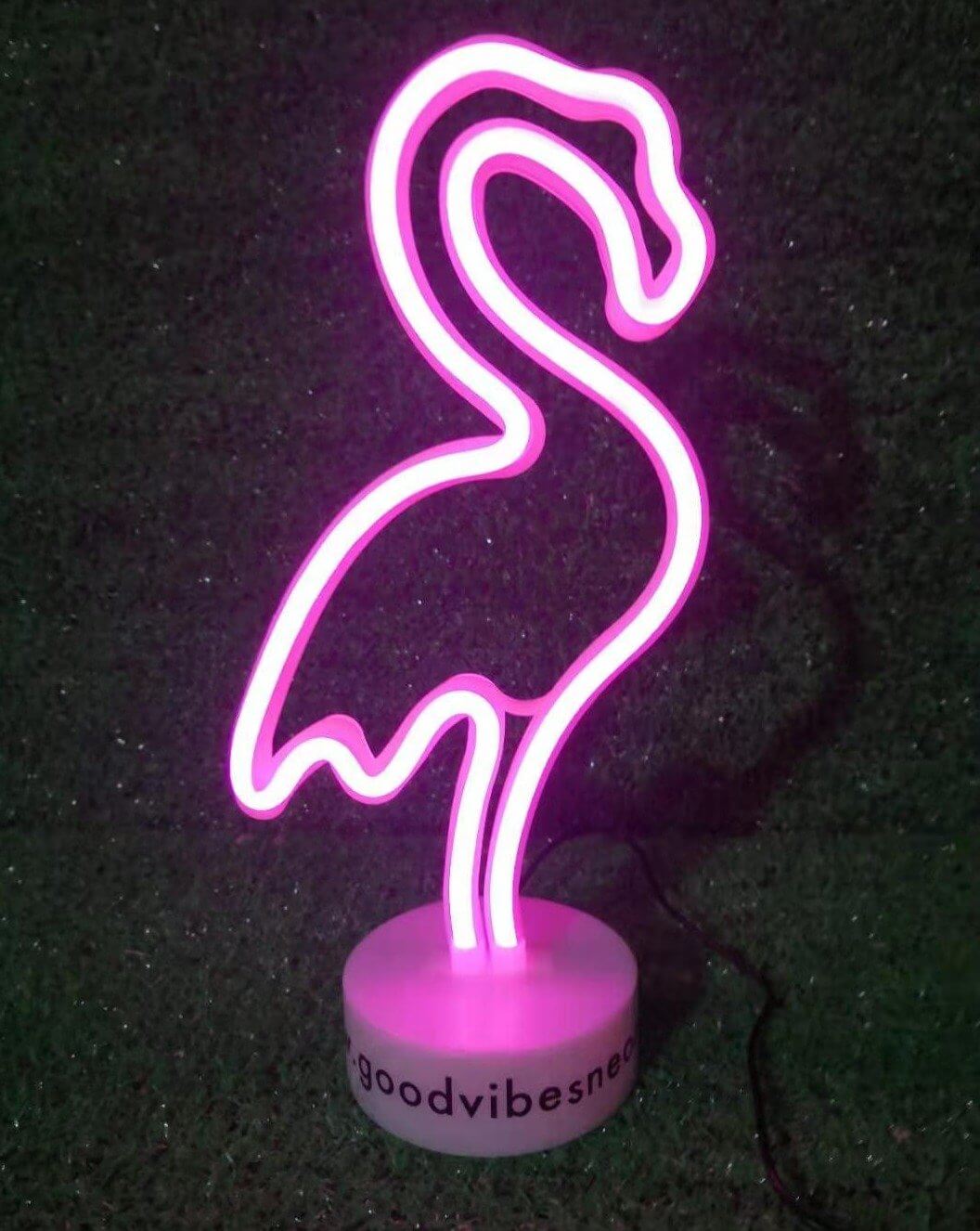 Flamingo Night Lamp - Good Vibes Neon