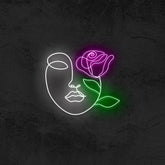 One Line Flower Face - Good Vibes Neon